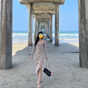 Knitted Side Slit Bodycon Dress